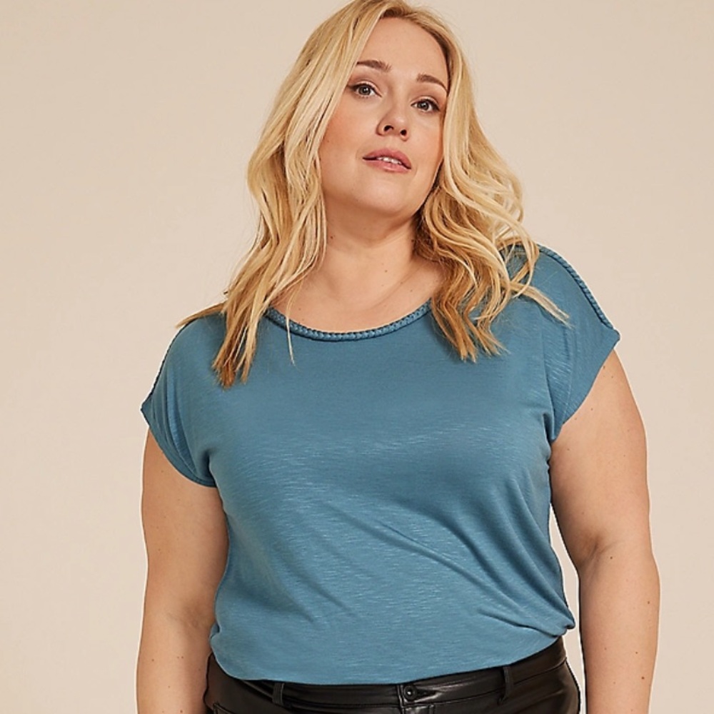 Plus Size Braided Trim Dolman Tee